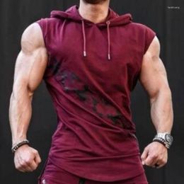 Men's Hoodies 2023 Men Gym Clothing Sleeveless Sport Hoodie Man Hooded Sweatshirts Fashion Black Vest