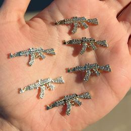 Nail Art Decorations 10PCS Diamond Alloy Gun Charm 3D Metal Charms AK Weapon for Nails Guns Jewels 231013