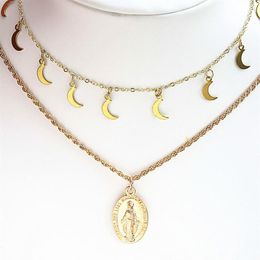 New Julie and the Phantoms Rock Hip Hop Party Girl Fashion Hand Moon Necklace Blessed Virgin Mary Lucky Pendant Y0309232i