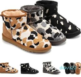 Fashion brand designer uggltys Leopard pattern Snow boots classic Medium boots ugglie Woolen bootes New Winter warm shoes