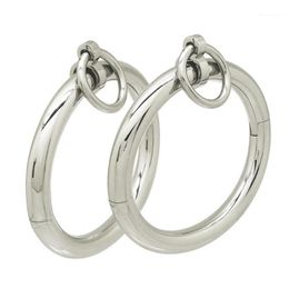 Bangle Polished Shining Stainless Steel Lockable Wrist Ankle Cuffs Slave Bracelet With Removable O Ring Restraints Set1292P
