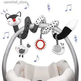 Mobiles# Baby Spiral Plush Toys Black White Stroller Stretch Spiral Activity Car Seat Hanging Rattle Toys Crib Mobile Sensory for Newborn Q231017