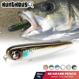 Baits Lures Hunthouse Floating Poppen Pencil Lure Fishing Wobbler WTD 95mm 18g Saltwater Topwater Surface Pesca Stick Bass Plastic Walker 231017