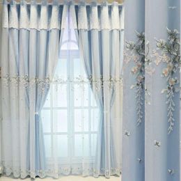 Curtain Pastoral Style Double Layer Luxury Embroidered For Living Room Bedroom