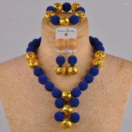 Necklace Earrings Set Majalia African Jewelry Plastic Royal Blue Nigeria Wedding Fashion HH-02