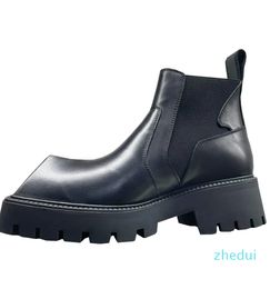 Cute Rhino Horn Men Designer Chelsea Boot Niche Design Man Martin Shoes Square Toe