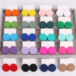 Stud Earrings Trendy Korean Red White Black Pink For Women Girl Geometric Big Heart Round Acrylic Fashion Jewellery Gift