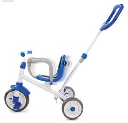 Bikes Ride-Ons Ride 'N Learn 3-in-1 Trike in Blue Convertible Tricycle for Toddlers with 3 Stages of Growth Q231017