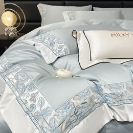 Bedding sets Egyptian Cotton Set Luxury High Quality Pure Embroidery Duvet Cover Bed Sheets and Pillowcases Comforter 231017