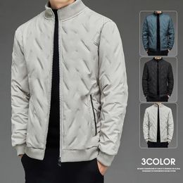 Men's Jackets Winter Jacket Men Stand Collar Down Cotton Jacket Solid Colour Baseball Jackets Wool Lined Thickened Warm Coats Men Clothing 231016