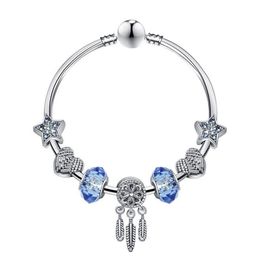Charms fit for Bracelets Blue Star Beads Dream Catcher Dangle Pendant Bangle love Bead Diy Wedding Jewelry Accessories315E