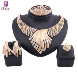 African Beads Jewelry Sets Crystal Necklace Earring Bracelet Ring Wedding Accessories Decoration Jewellry