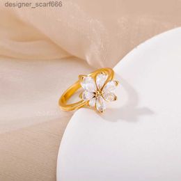 Band Rings Flower Rings For Women Girl Silver Colour Lotus Finger Ring Trend Birthday Wedding Jewellery Gift R231017