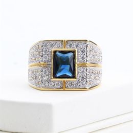 Cluster Rings Natural Moissanite Gemstone 14K White Gold And Ring For Men Anillos De Hip Hop Bizuteria Wedding Rock Diamond Box2770
