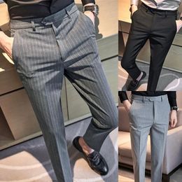 Men's Pants Spring Summer Men's Suit Pants Slim Business Office Elastic Waist Button Fly Classic Korean Trousers Male Plus Size Pants P156 231013