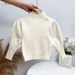 Pullover Baby Girl Sweater Sleeve Solid Color Spring Autumn Zima Dziecko Dziecko Pullower Top Wysokiej jakości ubrania dla niemowląt 1-10Y 231017