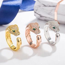 925 sterling silver leopard head ring fashion sterling silver with zircon cheetah open ring men and women leopard head ring234M