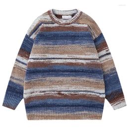 Men's Sweaters Autumn Mens Striped Knitted Jumper Hip Hop Color Block Knitwear Streetwear Harajuku Fashion Casual Pullover Clothing