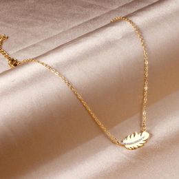 Pendant Necklaces Leaves With Crystal Chains For Women Gold / Silver Color Trend 40 5cm Extend Stainless Steel Body Ornaments