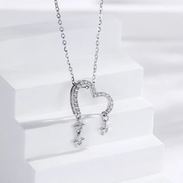 Pendant Necklaces 925 Sterling Diamond Silver Necklace for Women Men Chains Jewellery K Gold Luxury Star of The Heart 2023 Simple Christmas 231017