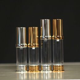 24Pcs 5ml 10ml Gold Silver Color Cosmetic Airless Pump Bottle Vaccum Lotion Cream Emulsion Small Container Matuk Pntsv