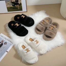 Slippers 2023 Autumn New Thick Bottom Platform Fur Soft Comfort Furry Slides Fashion Outdoor House Indoor Shoes for Women 231017