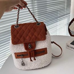 lambswool Small backpacks woman purse cc bags designer backpack women school bag girls mini bookbag Luxury Plush Backpack Handbags 231017