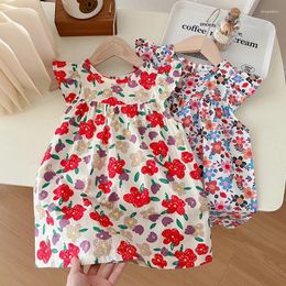 Girl Dresses Summer Dress For Girls Sleevelss Toddlers Baby Cotton Flower Printing Kids Casual Children