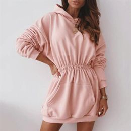 Casual Dresses Hoodie Sweater Dress For Women Winter Bodycon Mini Long Sleeve Sexy Solid Warm Short Club Wear Autumn Party176s