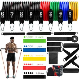 Resistance Bands 22pcs Pilates Bar Kit Set 360LBS 200LBS Elastic Latex Pull Rope Home Gym Bodybuilding Workout Fitness 231016