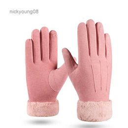 Fingerless Gloves Women's gloves Gloves motorcycle gloves winter accessories plush heated hand warmer women elegant Climbing new 2023 Work glovesL231017