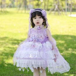 Girl Dresses Spanish Lolita Princess Ball Gown Lace Bead Appliques Design Birthday Baptism Party For Girls Easter Eid A2734