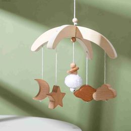 Mobiles# Bite Bites Nature Wooden Bed Bell Moon Stars Clouds Baby Mobile Bracket Sock Rattle For Newborn Toys Developing Diy Accessories Q231017