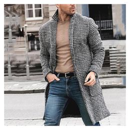 Men's Wool Autumn And Winter Warm Retro Fashion Boutique Single-breasted Coat Long Casual Business