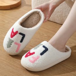 Slippers Fashion Letter Cotton Slippers Winter Ladies Cotton Slippers Christmas CottonSlippers Winter Fluffy Indoor Couple Slippers 231016