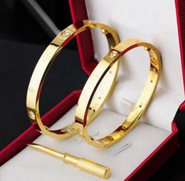 Stainless Steel Love bangles silver rose gold bracelet Women Men designer Screw Screwdriver Bracelet Couple Jewelry with red dustb6794559