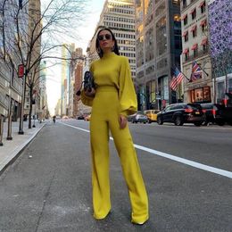 Women's Jumpsuits & Rompers 2022 Explosion Models European And American Solid Colour Turtleneck Halter Long Sleeve Casual Jump257U