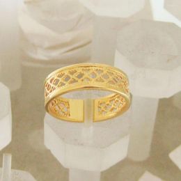 Wedding Rings YELLOW GOLD PLATED HOLLOW CARVED BAND 6MM ENGAGEMENT RING SZ 7 TO 10 //