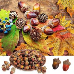 Party Decoration 50pcs 3cm Artificial Simulation Small Acorn Plant Wedding Christmas Tree Fake Fruit Home Decor Pography Props