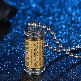 Pendant Necklaces Retro Amulet Jewelry Shurangama Mantra Buddhist Cylinder For Men To The Tube Prayer Scripture Beaded Chain