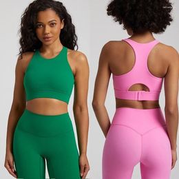 Yoga Outfit Women's Back Adjustable Hook Sports Bra Thickened Medium Support Sexy Fitness Underwear High Collar Gym Running Crop Vest