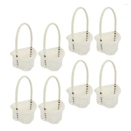 Dinnerware Sets 8 Pcs Rattan Basket Storage Baskets Delicate Mini Plastic Containers Home Handheld Woven Hamper Novel Flower Chic Small