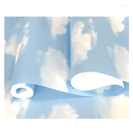 Wallpapers Blue Sky White Cloud Wallpaper For Kids Room Baby Boy Girl Bedroom Wall Paper Non-woven Papel De Parede