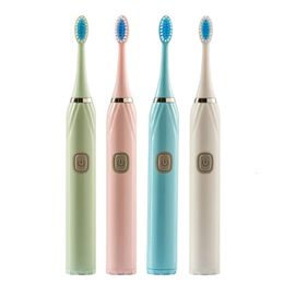 Toothbrush Electric with Battery for Adult Soft Bristle Waterproof Oral Hygiene Teeth Whitening Replacement Brush Heads Set 231017