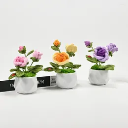 Vaso di rose cinesi lavorato a mano con fiori decorativi con fiore artificiale in tessuto, ornamento da tavolo fatto a mano per la decorazione della casa e dell'ufficio