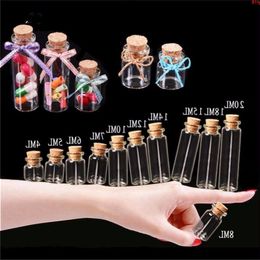 Tiny Glass Bottles with Cork 4ml 5ml 6ml 7ml 8ml 10ml 12ml 14ml 15ml 18ml 20ml Crafts Jar Vial Decoration Artware 100pcsgood qty Erqrs