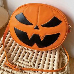 Cross Body 2023 Cartoon Funny Pumpkin Crossbody Bag Halloween Little Devil Shoulder Bag Creative Leather Bagstylisheendibags