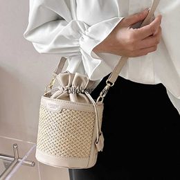 Cross Body Summer Beach New Round Straw Tote Bag Straw Bucket Bags Round Bucket Shoulder Messenger Bag Handbag Designer Women's Bagblieberryeyes