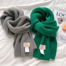 Scarves Wraps Winter Green Knitted Long Scarf Solid Colour Warm Scarves for Adult and Children Skin-friendly Fabric Pashmina Shawl 231017