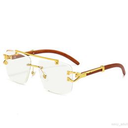 Latest Cartr Sunglasses Frames Golden Leopard Decorative double beam Glasses Frame imitation wood Sunshade UV Protection Driving Square Gradient Gray Sunglas